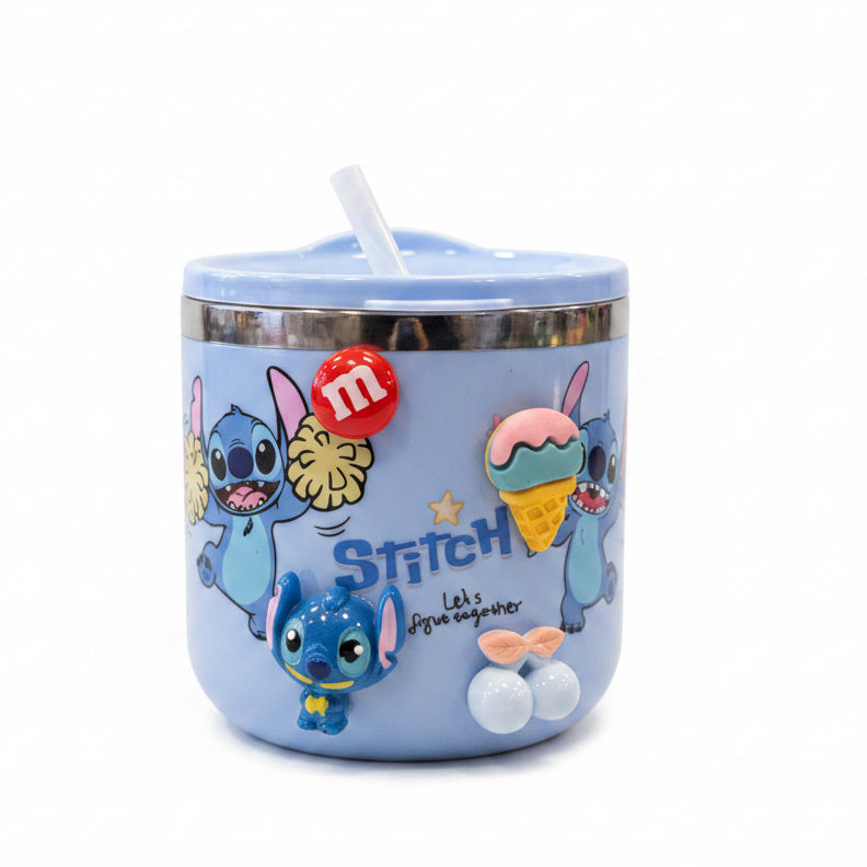 Stitch 3D Stainless Steel Tumbler with Straw