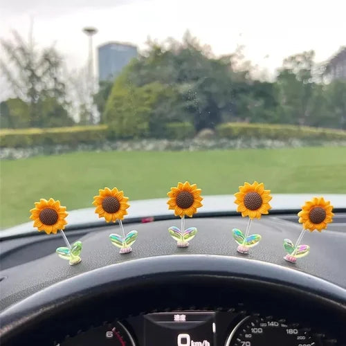 Sunflower Shaking Head Car Ornaments (Pack of 5)