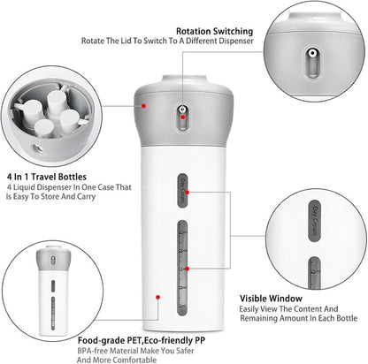 4-in-1 Travel Dispenser Bottle