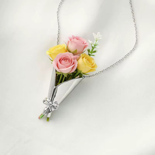 Real Flower Bouquet Necklace