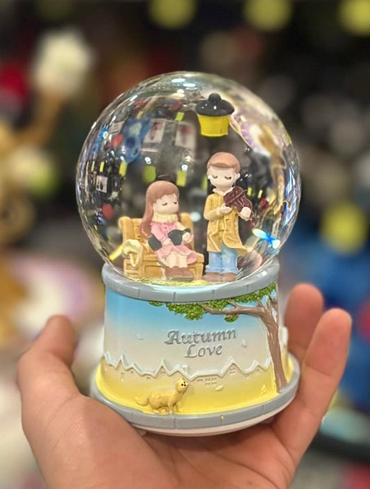 Autumn Love SnowBall – Snow Globe with Lights, Snowfall, and Romantic Couple