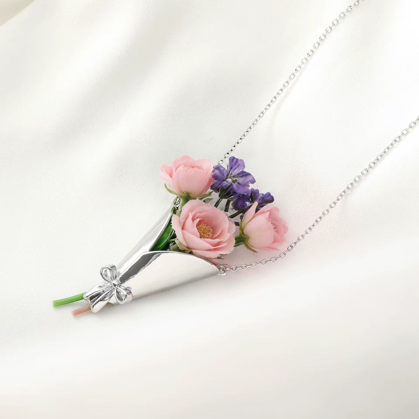 Real Flower Bouquet Necklace