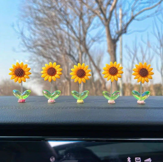 Sunflower Shaking Head Car Ornaments (Pack of 5)