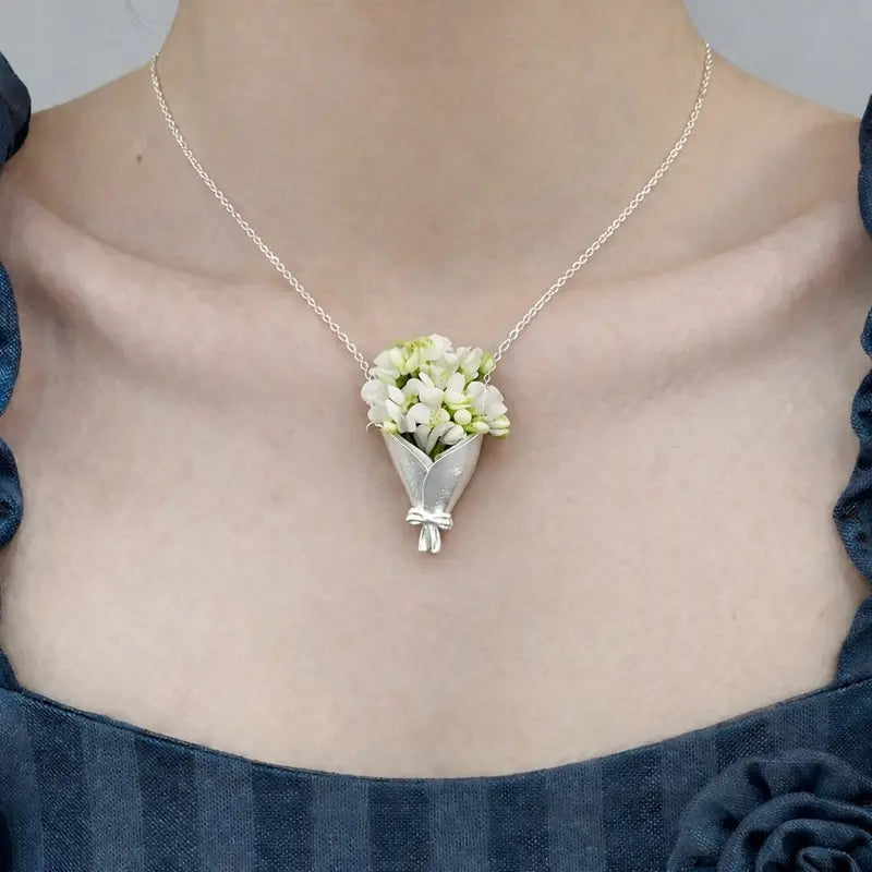 Real Flower Bouquet Necklace