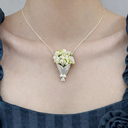 Real Flower Bouquet Necklace